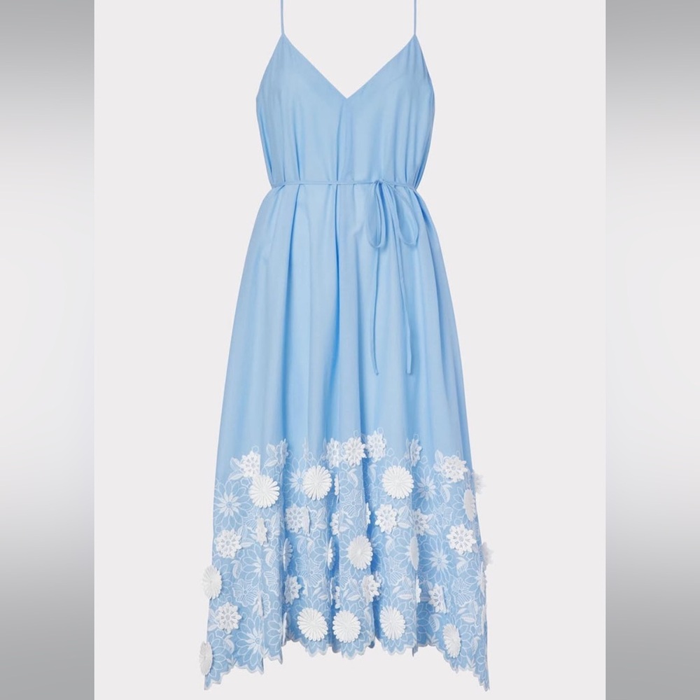 MILLY blue midi dress with floral details